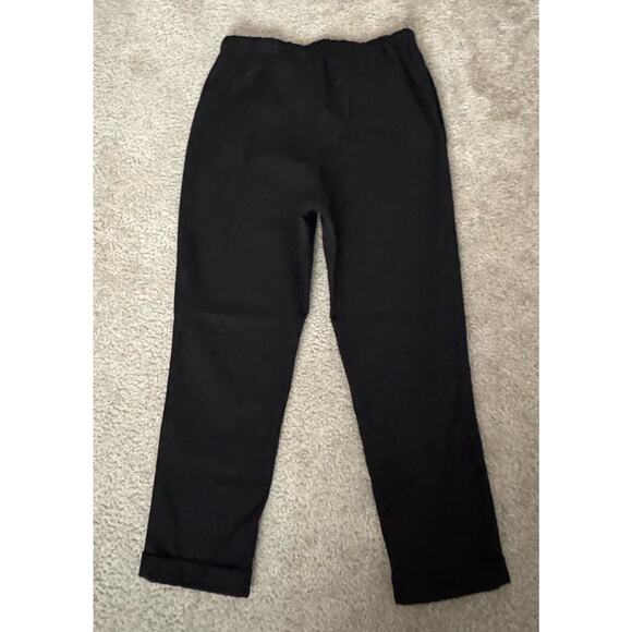 Oak + Fort High Waisted Straight Leg Twill Pants Black Women Size 28 - Picture 2 of 9